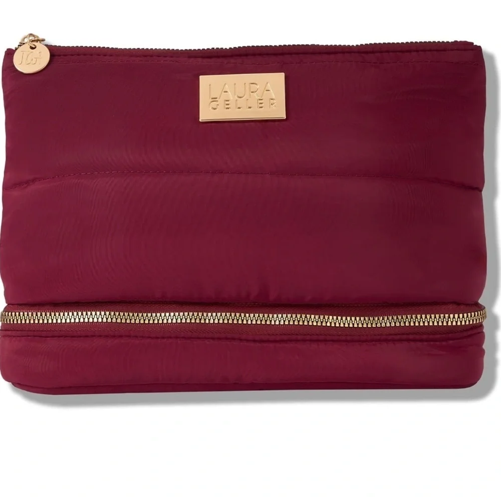 LAURA GELLER  Quilted Burgundy Make-Up Bag And Black 9